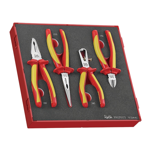 TEDV440 - 4 Piece 1,000 Volt Insulated Plier Set in EVA Tr